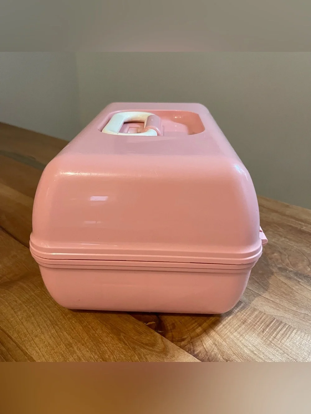 Vintage Caboodles 5626 Pink Makeup Storage Train Case Box USA Mirror Two Tier